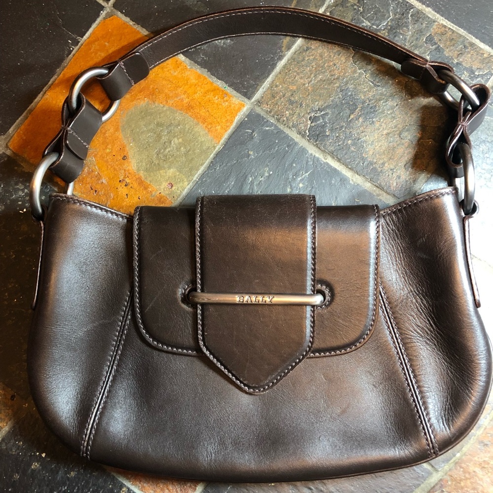 Authentic BALLY Brown Leather handbag.